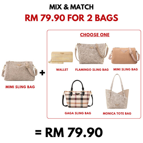 MIMI SLING BAG - FLORAL CD, LATTE